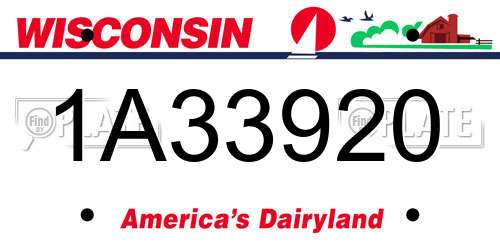 1A33920 Wisconsin License Plate