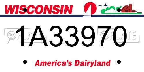 1A33970 Wisconsin License Plate