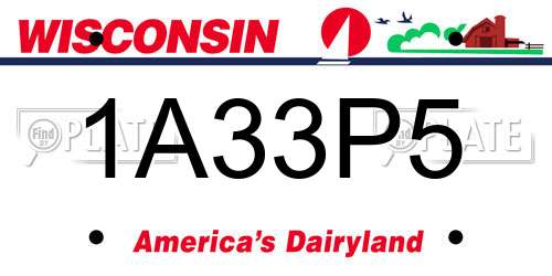 1A33P5 Wisconsin License Plate