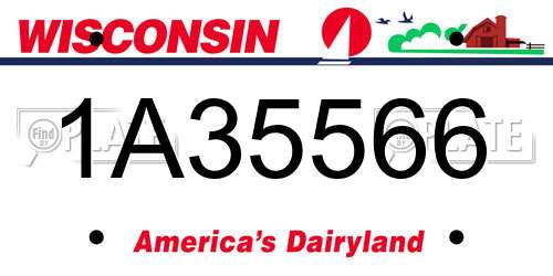 1A35566 Wisconsin License Plate