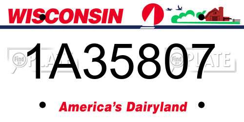 1A35807 Wisconsin License Plate