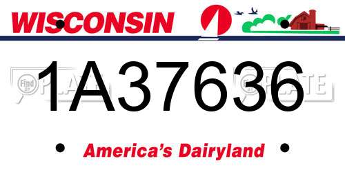 1A37636 Wisconsin License Plate