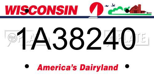 1A38240 Wisconsin License Plate