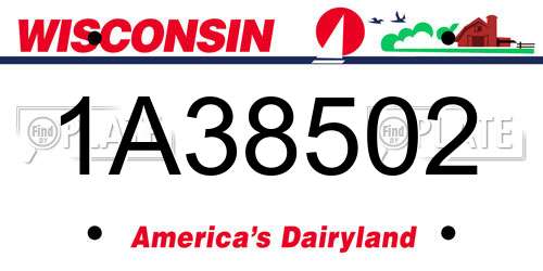 1A38502 Wisconsin License Plate
