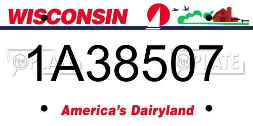 1A38507 Wisconsin License Plate