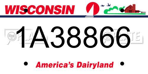 1A38866 Wisconsin License Plate