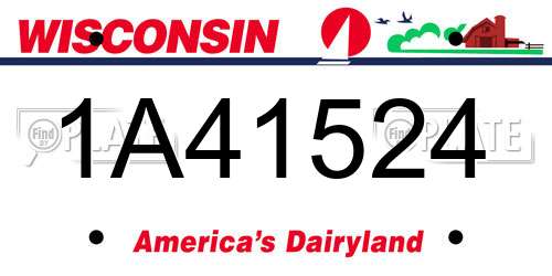1A41524 Wisconsin License Plate