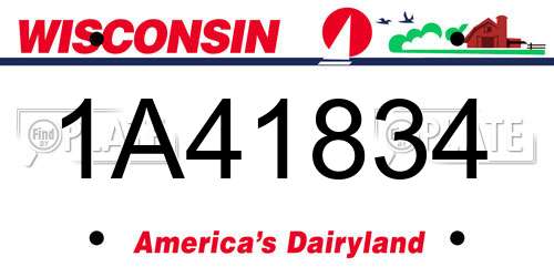 1A41834 Wisconsin License Plate