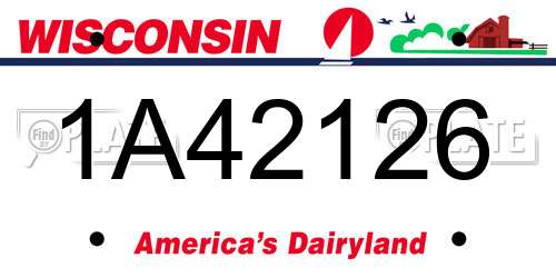 1A42126 Wisconsin License Plate