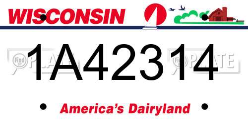 1A42314 Wisconsin License Plate