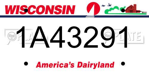1A43291 Wisconsin License Plate