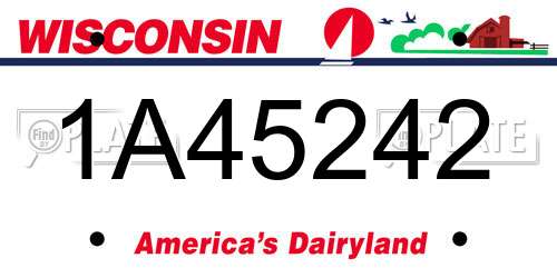 1A45242 Wisconsin License Plate