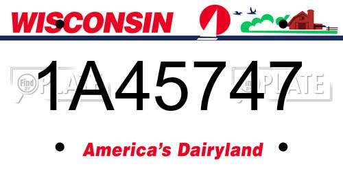 1A45747 Wisconsin License Plate