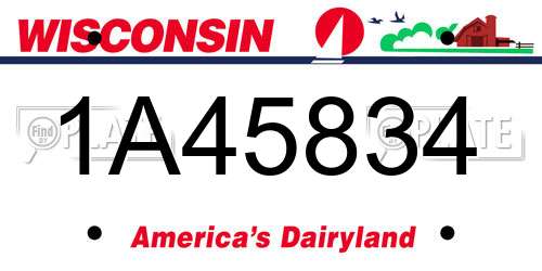 1A45834 Wisconsin License Plate