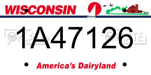 1A47126 Wisconsin License Plate