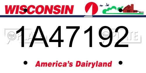 1A47192 Wisconsin License Plate