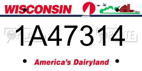 1A47314 Wisconsin License Plate