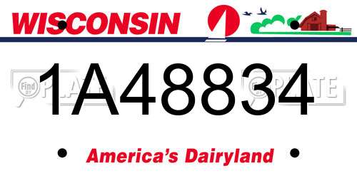 1A48834 Wisconsin License Plate