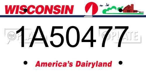 1A50477 Wisconsin License Plate
