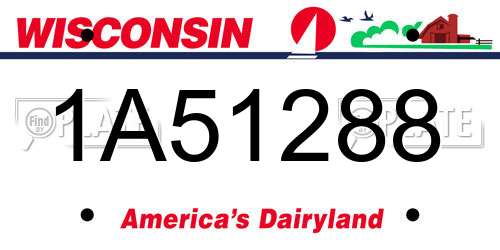 1A51288 Wisconsin License Plate