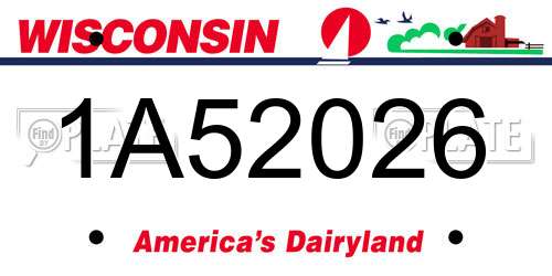 1A52026 Wisconsin License Plate