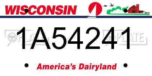 1A54241 Wisconsin License Plate