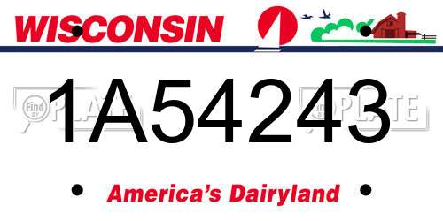 1A54243 Wisconsin License Plate