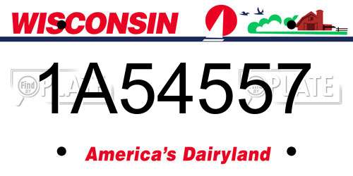 1A54557 Wisconsin License Plate