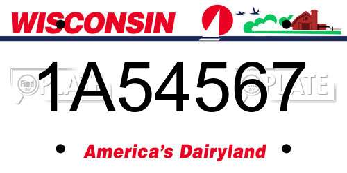 1A54567 Wisconsin License Plate