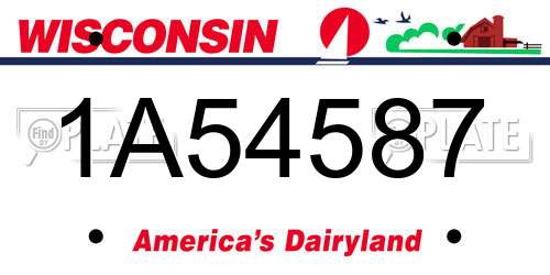 1A54587 Wisconsin License Plate