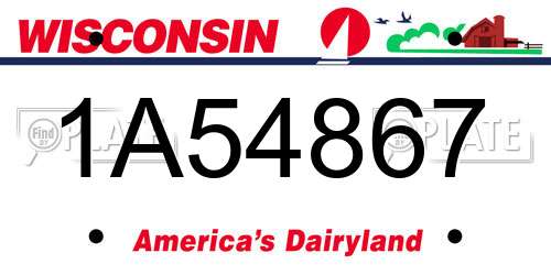1A54867 Wisconsin License Plate