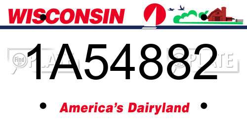 1A54882 Wisconsin License Plate