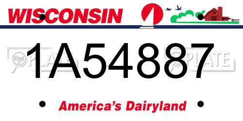 1A54887 Wisconsin License Plate