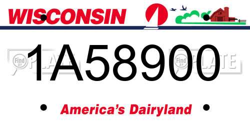 1A58900 Wisconsin License Plate