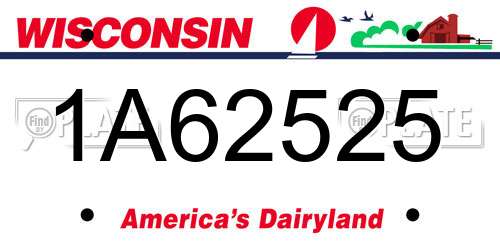 1A62525 Wisconsin License Plate