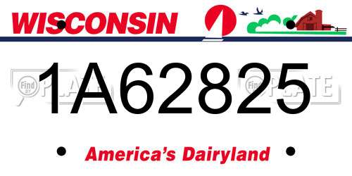 1A62825 Wisconsin License Plate