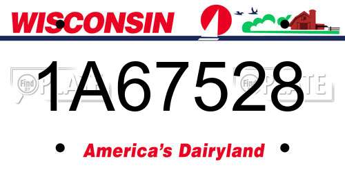 1A67528 Wisconsin License Plate