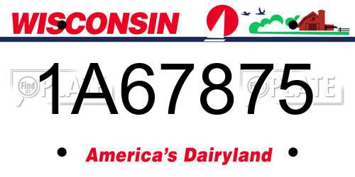1A67875 Wisconsin License Plate