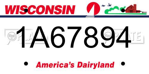 1A67894 Wisconsin License Plate