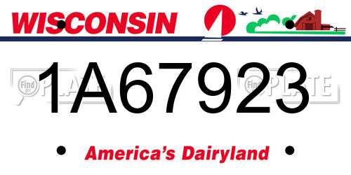 1A67923 Wisconsin License Plate