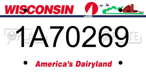 1A70269 Wisconsin License Plate