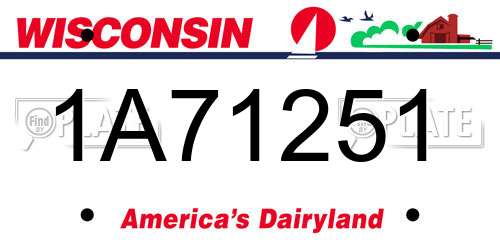 1A71251 Wisconsin License Plate