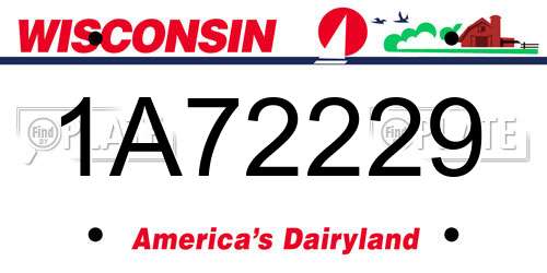 1A72229 Wisconsin License Plate