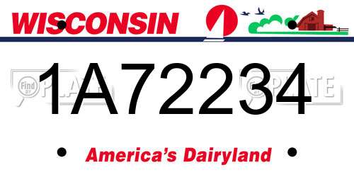 1A72234 Wisconsin License Plate
