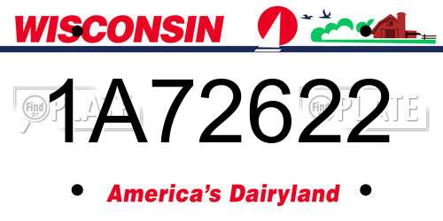 1A72622 Wisconsin License Plate