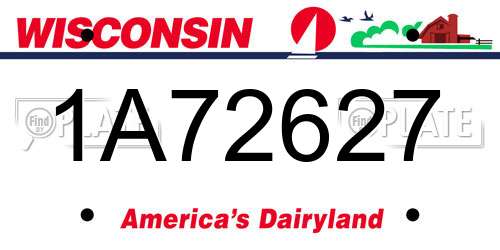 1A72627 Wisconsin License Plate