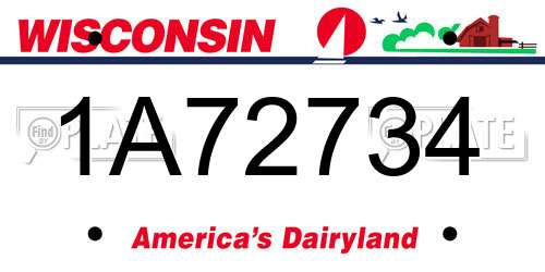 1A72734 Wisconsin License Plate