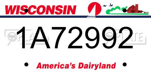 1A72992 Wisconsin License Plate