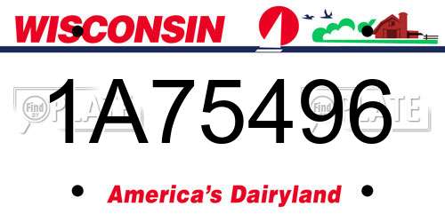 1A75496 Wisconsin License Plate