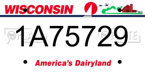1A75729 Wisconsin License Plate